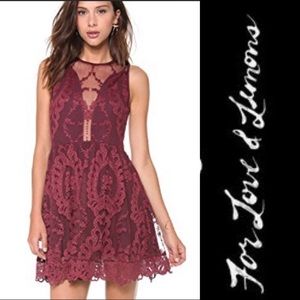 For Love and Lemons Dress/ Lulu Dress in Wine XS